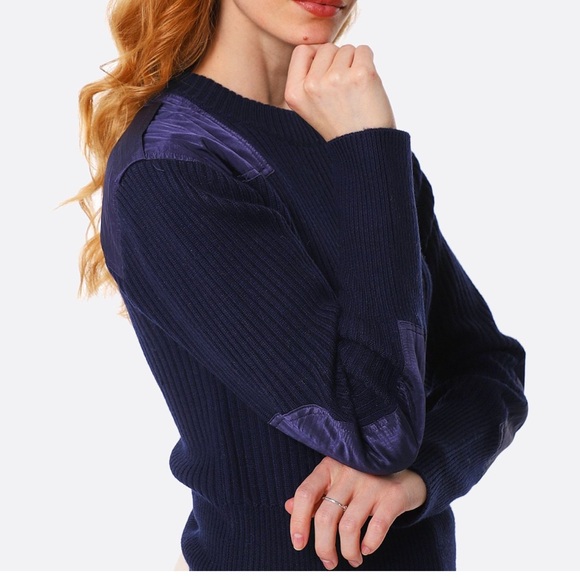 RAG & BONE Blue Ribbed Wool Satin Panel Sweater SZ S NWT - Picture 5 of 7